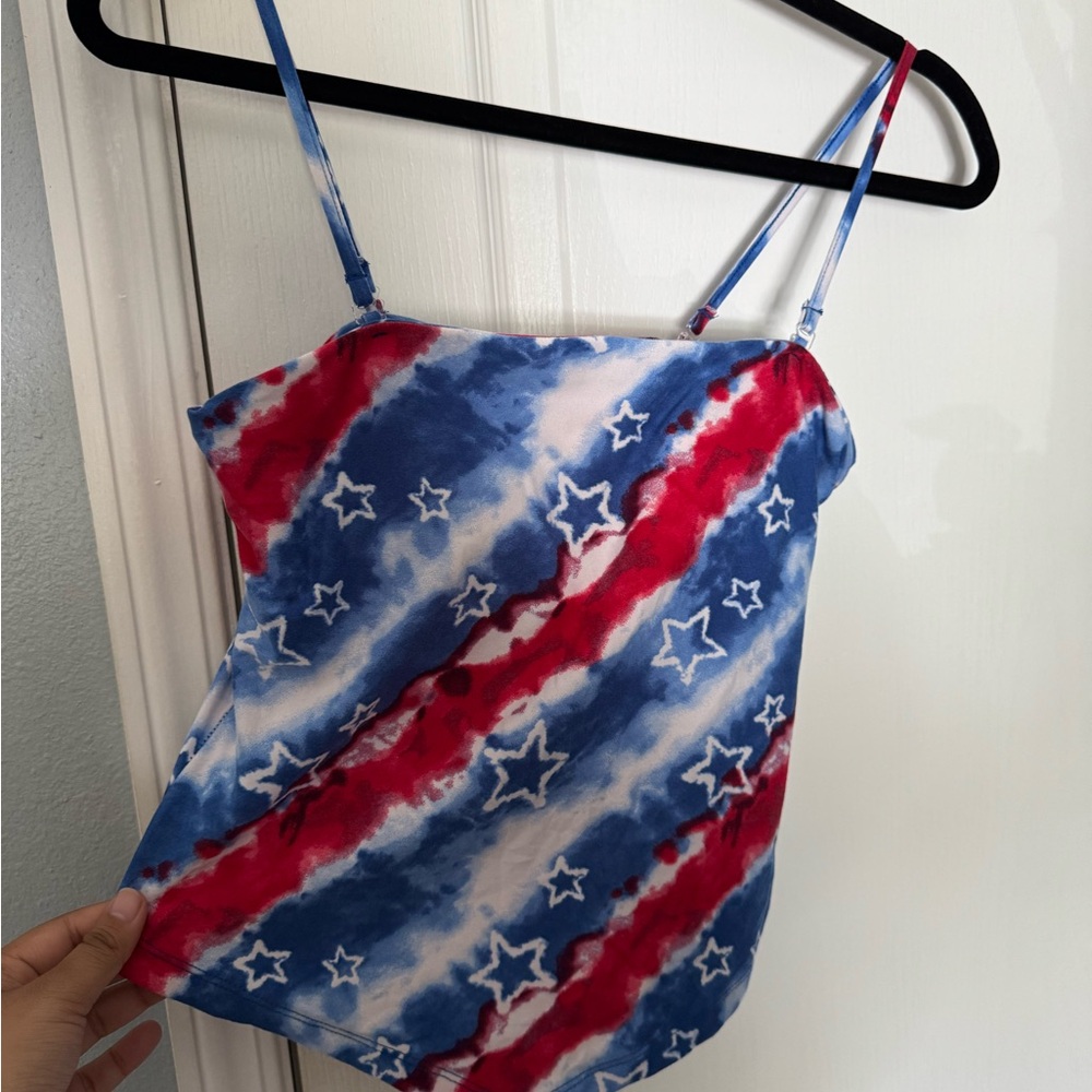 No Boundaries Blue and Red Tie-Dye Top